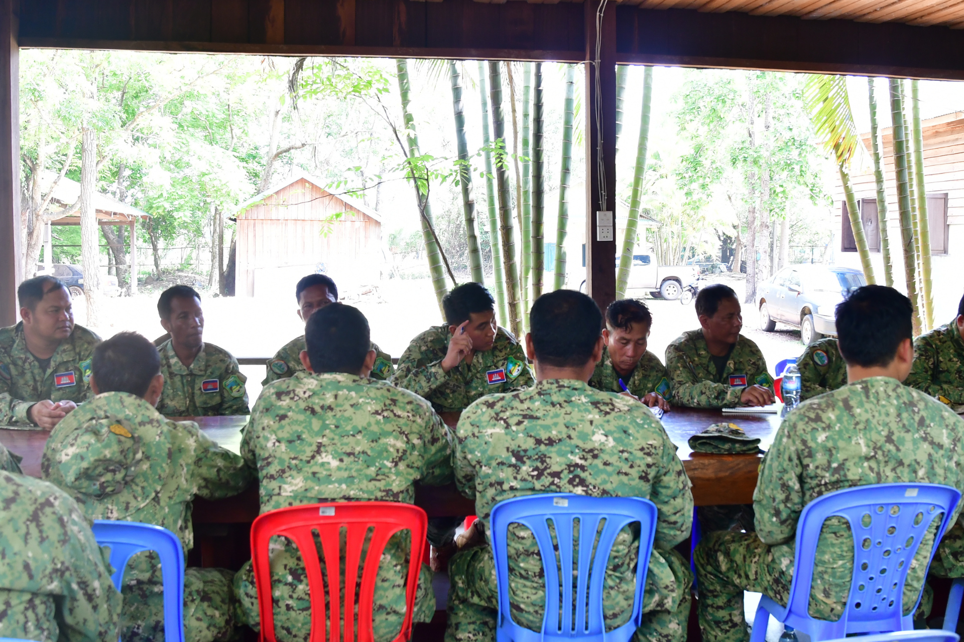 Cambodia protected area rangers in a training